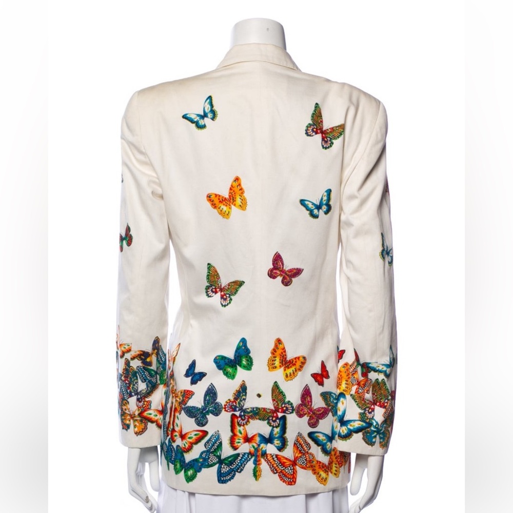 Vintage Escada Women's White Blazer with Colorful Butterfly Design - Picture 14 of 14